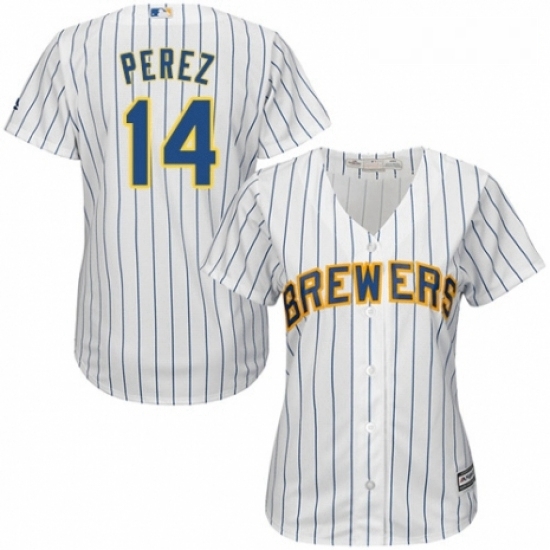 Womens Majestic Milwaukee Brewers 14 Hernan Perez Authentic White Home Cool Base MLB Jersey Womens Majestic Milwaukee Brewers 14 Hernan Perez Authentic White Home Cool Base MLB Jersey