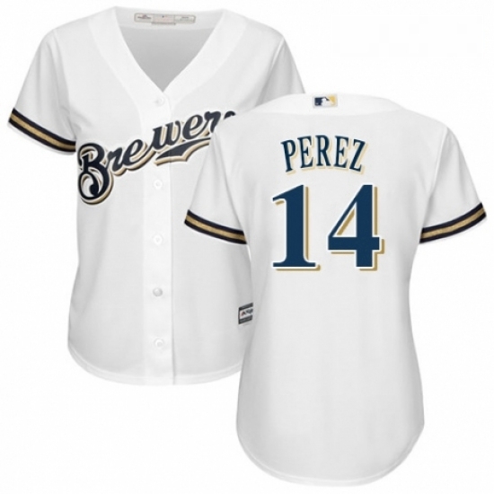 Womens Majestic Milwaukee Brewers 14 Hernan Perez Replica Navy Blue Alternate Cool Base MLB Jersey Womens Majestic Milwaukee Brewers 14 Hernan Perez Replica Navy Blue Alternate Cool Base MLB Jersey