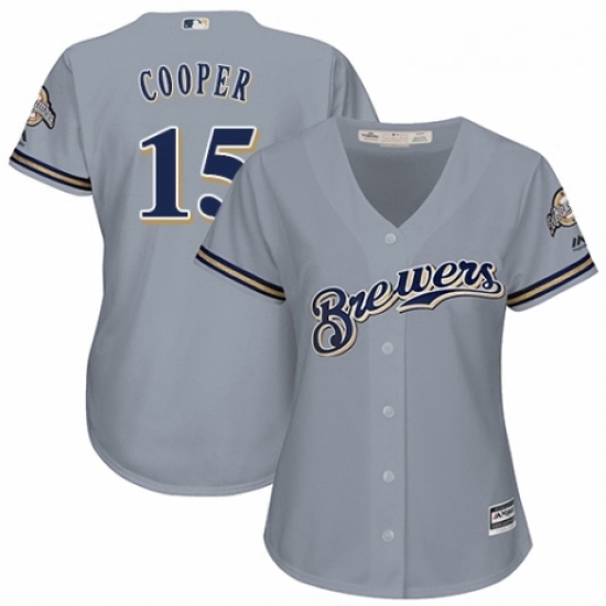 Womens Majestic Milwaukee Brewers 15 Cecil Cooper Authentic Grey Road Cool Base MLB Jersey Womens Majestic Milwaukee Brewers 15 Cecil Cooper Authentic Grey Road Cool Base MLB Jersey