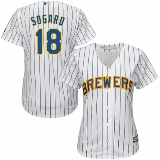 Womens Majestic Milwaukee Brewers 18 Eric Sogard Replica White Home Cool Base MLB Jersey Womens Majestic Milwaukee Brewers 18 Eric Sogard Replica White Home Cool Base MLB Jersey