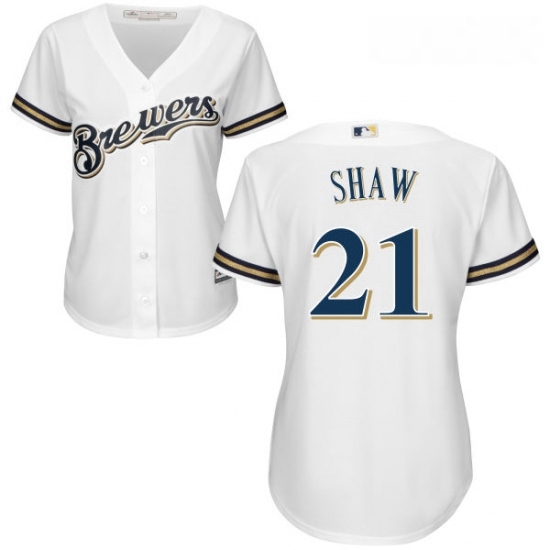 Womens Majestic Milwaukee Brewers 21 Travis Shaw Replica White Home Cool Base MLB Jersey Womens Majestic Milwaukee Brewers 21 Travis Shaw Replica White Home Cool Base MLB Jersey