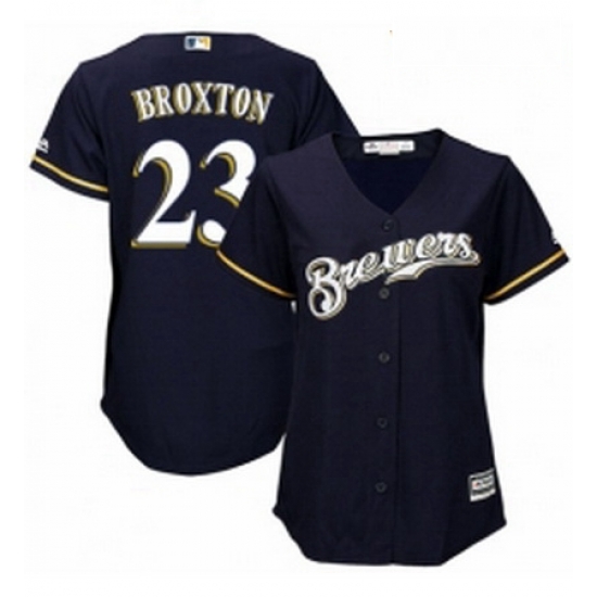 Womens Majestic Milwaukee Brewers 23 Keon Broxton Authentic White Alternate Cool Base MLB Jersey Womens Majestic Milwaukee Brewers 23 Keon Broxton Authentic White Alternate Cool Base MLB Jersey