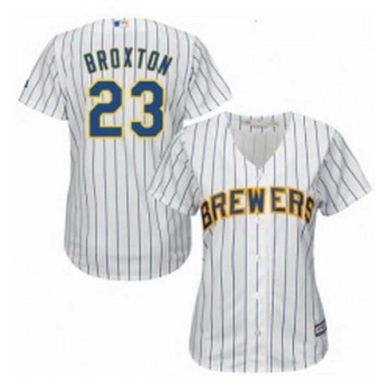 Womens Majestic Milwaukee Brewers 23 Keon Broxton Replica White Home Cool Base MLB Jersey Womens Majestic Milwaukee Brewers 23 Keon Broxton Replica White Home Cool Base MLB Jersey