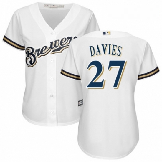Womens Majestic Milwaukee Brewers 27 Zach Davies Authentic Navy Blue Alternate Cool Base MLB Jersey Womens Majestic Milwaukee Brewers 27 Zach Davies Authentic Navy Blue Alternate Cool Base MLB Jersey
