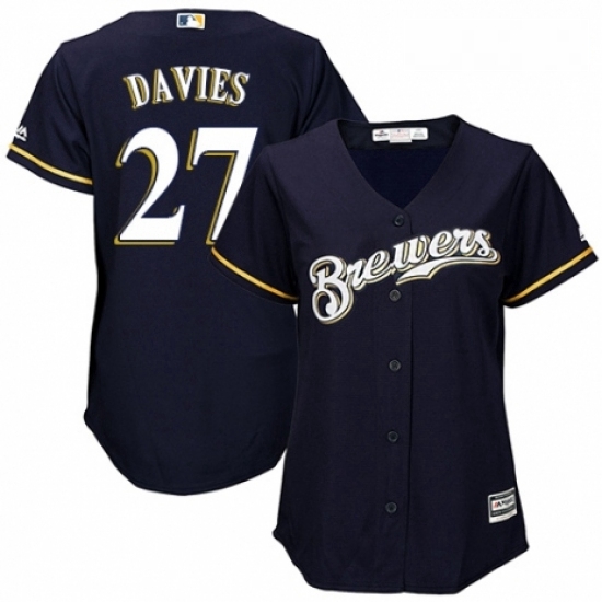 Womens Majestic Milwaukee Brewers 27 Zach Davies Authentic White Alternate Cool Base MLB Jersey Womens Majestic Milwaukee Brewers 27 Zach Davies Authentic White Alternate Cool Base MLB Jersey