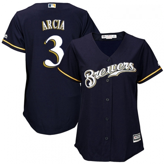 Womens Majestic Milwaukee Brewers 3 Orlando Arcia Authentic Navy Blue Alternate Cool Base MLB Jersey Womens Majestic Milwaukee Brewers 3 Orlando Arcia Authentic Navy Blue Alternate Cool Base MLB Jersey