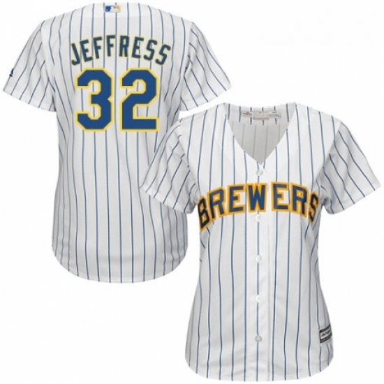 Womens Majestic Milwaukee Brewers 32 Jeremy Jeffress Authentic White Home Cool Base MLB Jersey Womens Majestic Milwaukee Brewers 32 Jeremy Jeffress Authentic White Home Cool Base MLB Jersey