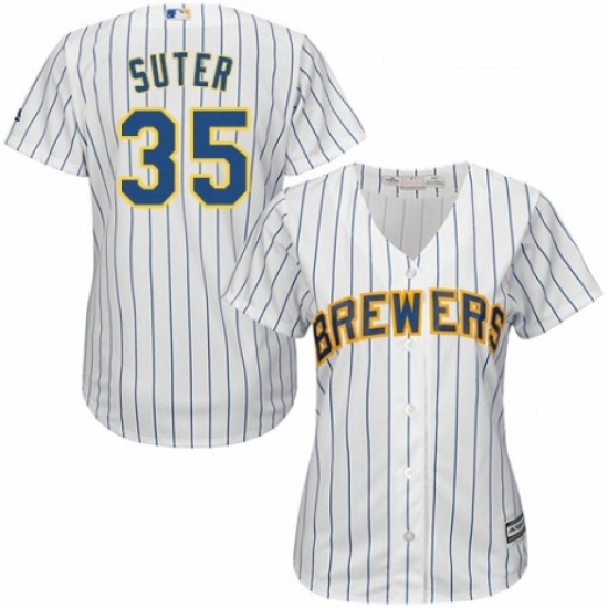 Womens Majestic Milwaukee Brewers 35 Brent Suter Replica White Home Cool Base MLB Jersey Womens Majestic Milwaukee Brewers 35 Brent Suter Replica White Home Cool Base MLB Jersey