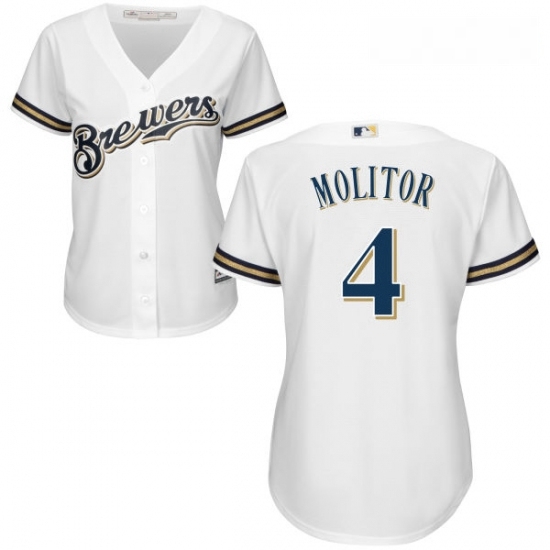 Womens Majestic Milwaukee Brewers 4 Paul Molitor Replica White Home Cool Base MLB Jersey Womens Majestic Milwaukee Brewers 4 Paul Molitor Replica White Home Cool Base MLB Jersey