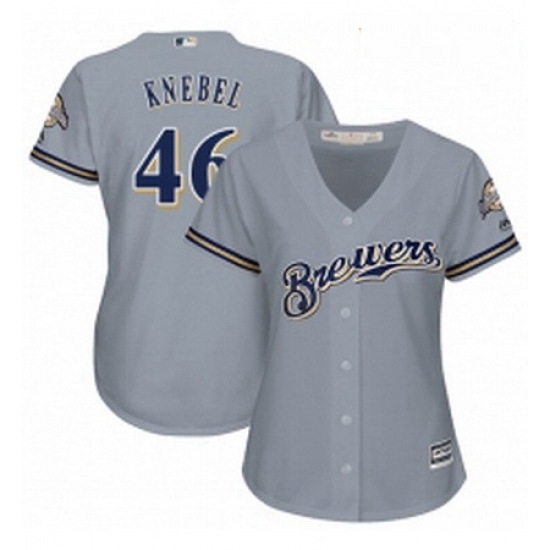 Womens Majestic Milwaukee Brewers 46 Corey Knebel Authentic Grey Road Cool Base MLB Jersey Womens Majestic Milwaukee Brewers 46 Corey Knebel Authentic Grey Road Cool Base MLB Jersey