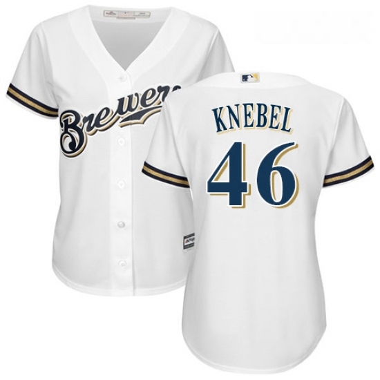 Womens Majestic Milwaukee Brewers 46 Corey Knebel Authentic White Home Cool Base MLB Jersey Womens Majestic Milwaukee Brewers 46 Corey Knebel Authentic White Home Cool Base MLB Jersey