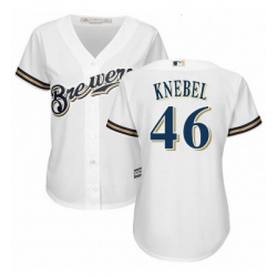Womens Majestic Milwaukee Brewers 46 Corey Knebel Replica White Home Cool Base MLB Jersey Womens Majestic Milwaukee Brewers 46 Corey Knebel Replica White Home Cool Base MLB Jersey
