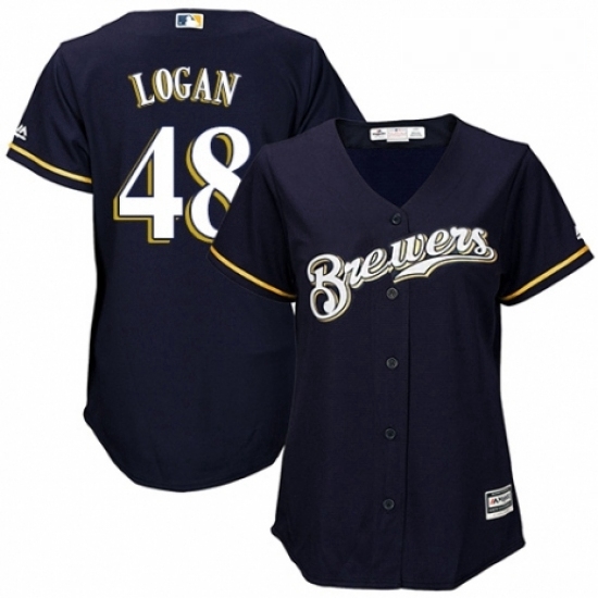 Womens Majestic Milwaukee Brewers 48 Boone Logan Replica White Alternate Cool Base MLB Jersey Womens Majestic Milwaukee Brewers 48 Boone Logan Replica White Alternate Cool Base MLB Jersey
