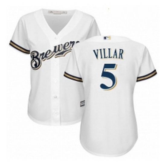 Womens Majestic Milwaukee Brewers 5 Jonathan Villar Replica White Home Cool Base MLB Jersey Womens Majestic Milwaukee Brewers 5 Jonathan Villar Replica White Home Cool Base MLB Jersey