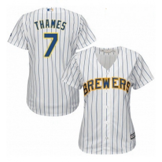 Womens Majestic Milwaukee Brewers 7 Eric Thames Replica White Alternate Cool Base MLB Jersey Womens Majestic Milwaukee Brewers 7 Eric Thames Replica White Alternate Cool Base MLB Jersey