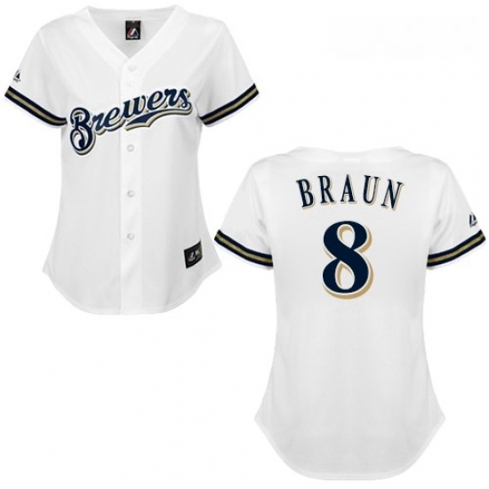 Womens Majestic Milwaukee Brewers 8 Ryan Braun Replica White MLB Jersey Womens Majestic Milwaukee Brewers 8 Ryan Braun Replica White MLB Jersey
