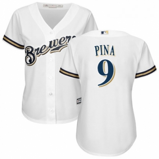 Womens Majestic Milwaukee Brewers 9 Manny Pina Authentic Navy Blue Alternate Cool Base MLB Jersey Womens Majestic Milwaukee Brewers 9 Manny Pina Authentic Navy Blue Alternate Cool Base MLB Jersey