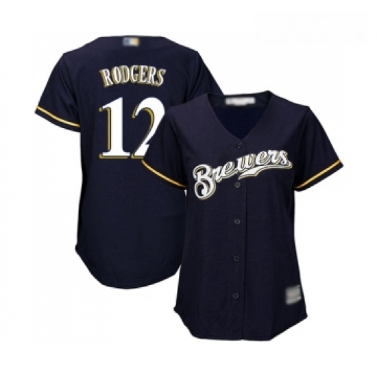 Womens Milwaukee Brewers 12 Aaron Rodgers Replica Navy Blue Alternate Cool Base Baseball Jersey Womens Milwaukee Brewers 12 Aaron Rodgers Replica Navy Blue Alternate Cool Base Baseball Jersey