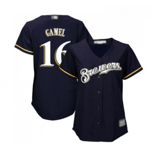 Womens Milwaukee Brewers 16 Ben Gamel Replica Navy Blue Alternate Cool Base Baseball Jersey Womens Milwaukee Brewers 16 Ben Gamel Replica Navy Blue Alternate Cool Base Baseball Jersey
