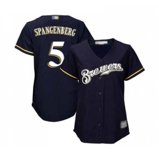 Womens Milwaukee Brewers 5 Cory Spangenberg Replica Navy Blue Alternate Cool Base Baseball Jersey Womens Milwaukee Brewers 5 Cory Spangenberg Replica Navy Blue Alternate Cool Base Baseball Jersey