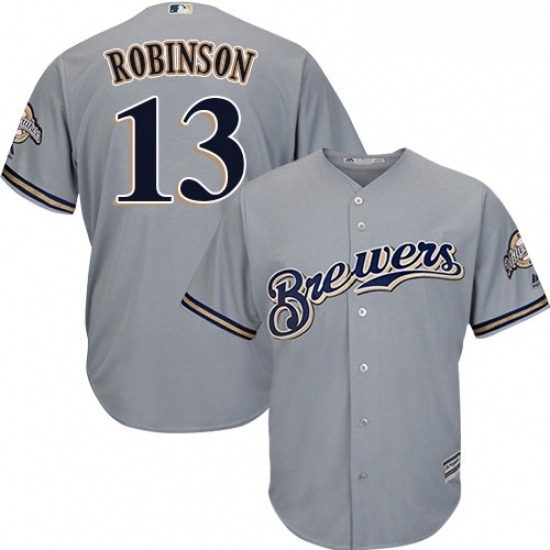 Youth Majestic Milwaukee Brewers 13 Glenn Robinson Replica Grey Road Cool Base MLB Jersey Youth Majestic Milwaukee Brewers 13 Glenn Robinson Replica Grey Road Cool Base MLB Jersey