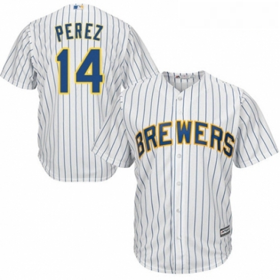 Youth Majestic Milwaukee Brewers 14 Hernan Perez Authentic White Home Cool Base MLB Jersey Youth Majestic Milwaukee Brewers 14 Hernan Perez Authentic White Home Cool Base MLB Jersey