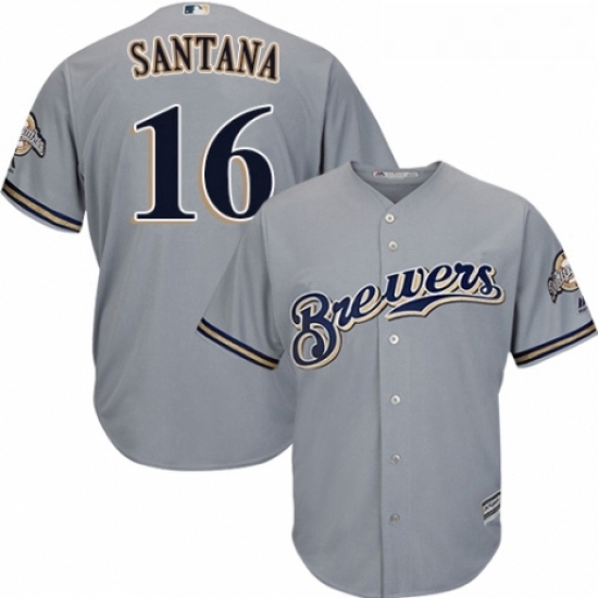 Youth Majestic Milwaukee Brewers 16 Domingo Santana Authentic Grey Road Cool Base MLB Jersey Youth Majestic Milwaukee Brewers 16 Domingo Santana Authentic Grey Road Cool Base MLB Jersey