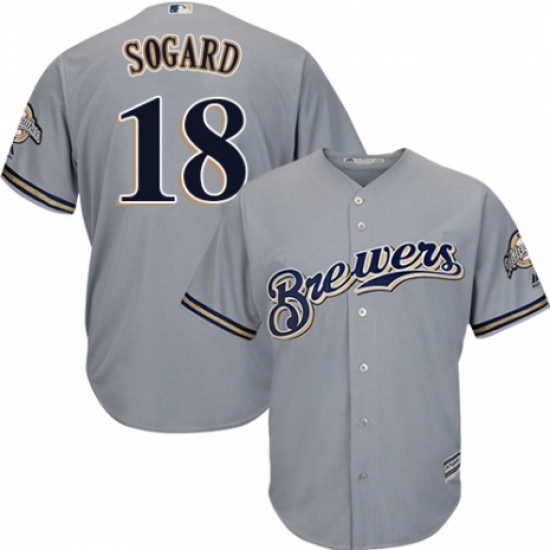 Youth Majestic Milwaukee Brewers 18 Eric Sogard Authentic Grey Road Cool Base MLB Jersey Youth Majestic Milwaukee Brewers 18 Eric Sogard Authentic Grey Road Cool Base MLB Jersey