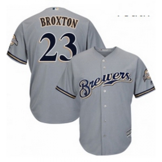Youth Majestic Milwaukee Brewers 23 Keon Broxton Replica Grey Road Cool Base MLB Jersey Youth Majestic Milwaukee Brewers 23 Keon Broxton Replica Grey Road Cool Base MLB Jersey
