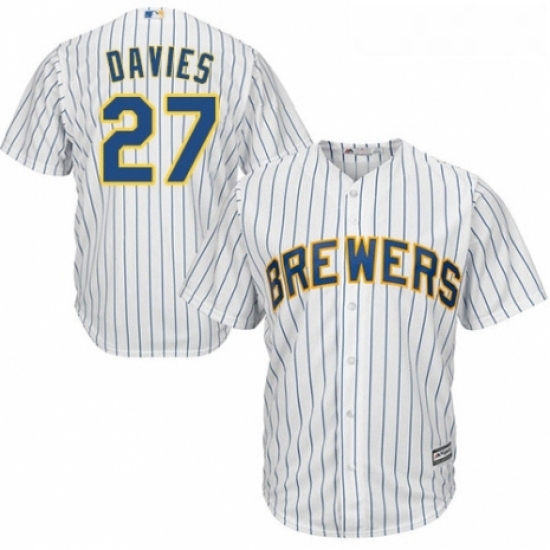 Youth Majestic Milwaukee Brewers 27 Zach Davies Authentic White Home Cool Base MLB Jersey Youth Majestic Milwaukee Brewers 27 Zach Davies Authentic White Home Cool Base MLB Jersey