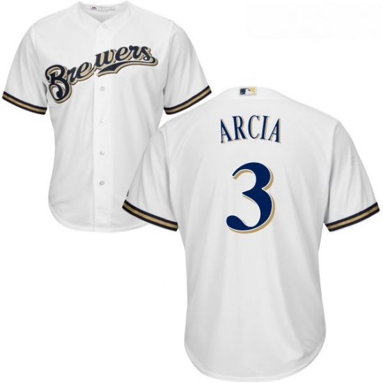 Youth Majestic Milwaukee Brewers 3 Orlando Arcia Authentic White Home Cool Base MLB Jersey Youth Majestic Milwaukee Brewers 3 Orlando Arcia Authentic White Home Cool Base MLB Jersey