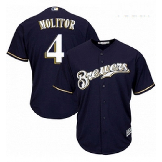 Youth Majestic Milwaukee Brewers 4 Paul Molitor Replica Navy Blue Alternate Cool Base MLB Jersey Youth Majestic Milwaukee Brewers 4 Paul Molitor Replica Navy Blue Alternate Cool Base MLB Jersey