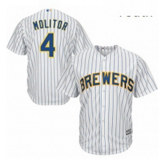 Youth Majestic Milwaukee Brewers 4 Paul Molitor Replica White Alternate Cool Base MLB Jersey Youth Majestic Milwaukee Brewers 4 Paul Molitor Replica White Alternate Cool Base MLB Jersey
