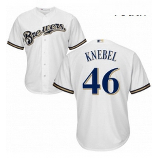Youth Majestic Milwaukee Brewers 46 Corey Knebel Replica White Home Cool Base MLB Jersey Youth Majestic Milwaukee Brewers 46 Corey Knebel Replica White Home Cool Base MLB Jersey