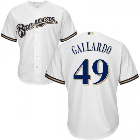 Youth Majestic Milwaukee Brewers 49 Yovani Gallardo Authentic White Home Cool Base MLB Jersey Youth Majestic Milwaukee Brewers 49 Yovani Gallardo Authentic White Home Cool Base MLB Jersey