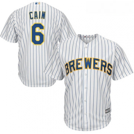 Youth Majestic Milwaukee Brewers 6 Lorenzo Cain Replica White Home Cool Base MLB Jersey Youth Majestic Milwaukee Brewers 6 Lorenzo Cain Replica White Home Cool Base MLB Jersey
