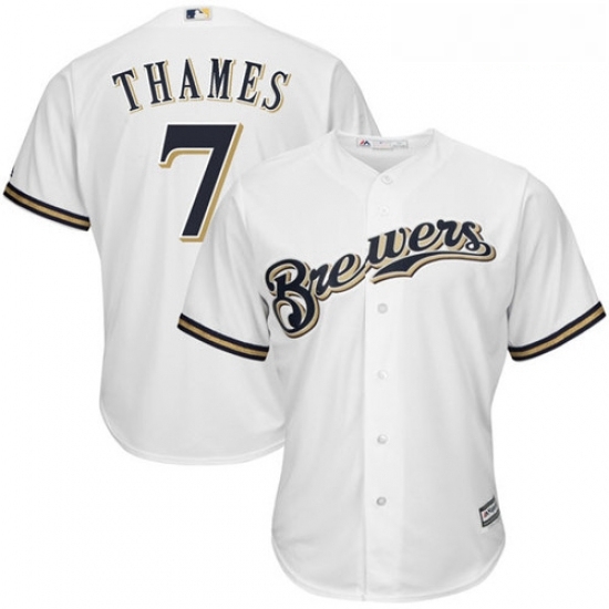 Youth Majestic Milwaukee Brewers 7 Eric Thames Authentic White Home Cool Base MLB Jersey Youth Majestic Milwaukee Brewers 7 Eric Thames Authentic White Home Cool Base MLB Jersey