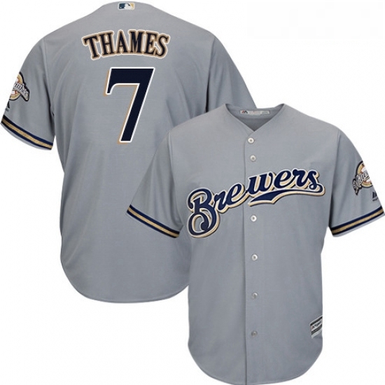Youth Majestic Milwaukee Brewers 7 Eric Thames Replica Grey Road Cool Base MLB Jersey Youth Majestic Milwaukee Brewers 7 Eric Thames Replica Grey Road Cool Base MLB Jersey