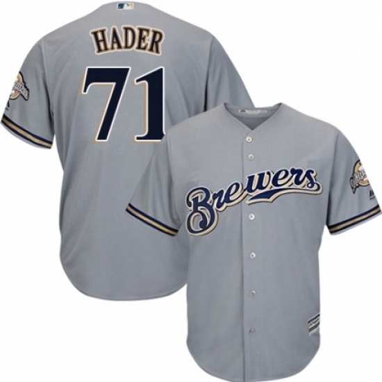 Youth Majestic Milwaukee Brewers 71 Josh Hader Authentic Grey Road Cool Base MLB Jersey Youth Majestic Milwaukee Brewers 71 Josh Hader Authentic Grey Road Cool Base MLB Jersey
