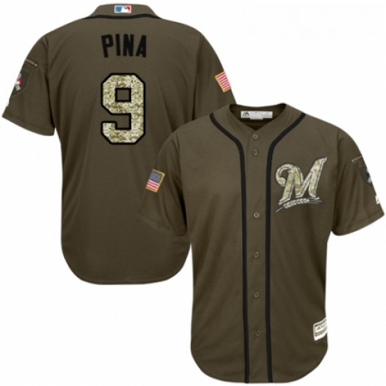 Youth Majestic Milwaukee Brewers 9 Manny Pina Authentic Green Salute to Service MLB Jersey Youth Majestic Milwaukee Brewers 9 Manny Pina Authentic Green Salute to Service MLB Jersey