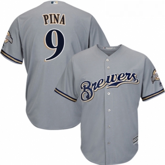Youth Majestic Milwaukee Brewers 9 Manny Pina Authentic Grey Road Cool Base MLB Jersey Youth Majestic Milwaukee Brewers 9 Manny Pina Authentic Grey Road Cool Base MLB Jersey