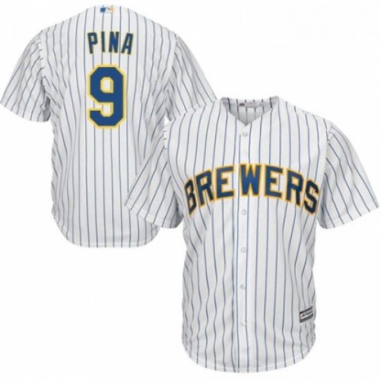 Youth Majestic Milwaukee Brewers 9 Manny Pina Authentic White Home Cool Base MLB Jersey Youth Majestic Milwaukee Brewers 9 Manny Pina Authentic White Home Cool Base MLB Jersey