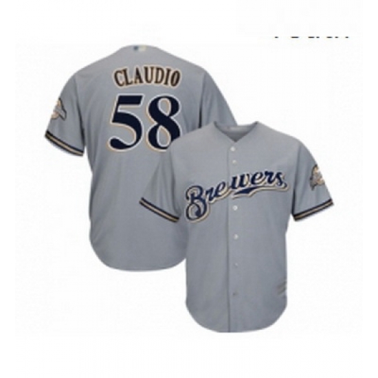 Youth Milwaukee Brewers 58 Alex Claudio Replica Grey Road Cool Base Baseball Jersey Youth Milwaukee Brewers 58 Alex Claudio Replica Grey Road Cool Base Baseball Jersey