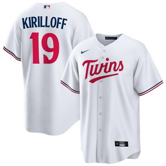 Men Minnesota Twins 19 Alex Kirilloff White Cool Base Stitched Baseball JerseyS Men Minnesota Twins 19 Alex Kirilloff White Cool Base Stitched Baseball JerseyS