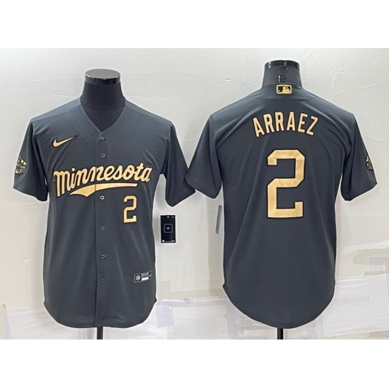 Men Minnesota Twins 2 Luis Arraez 2022 All Star Charcoal Cool Base Stitched Baseball Jersey Men Minnesota Twins 2 Luis Arraez 2022 All Star Charcoal Cool Base Stitched Baseball Jersey