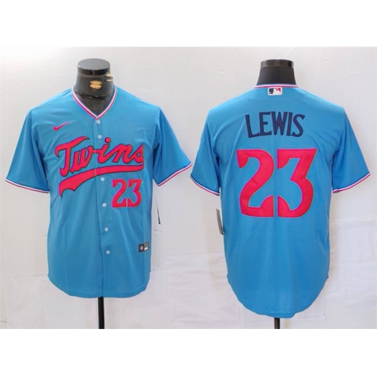Men Minnesota Twins 23 Royce Lewis Blue Cool Base Stitched Jersey Men Minnesota Twins 23 Royce Lewis Blue Cool Base Stitched Jersey