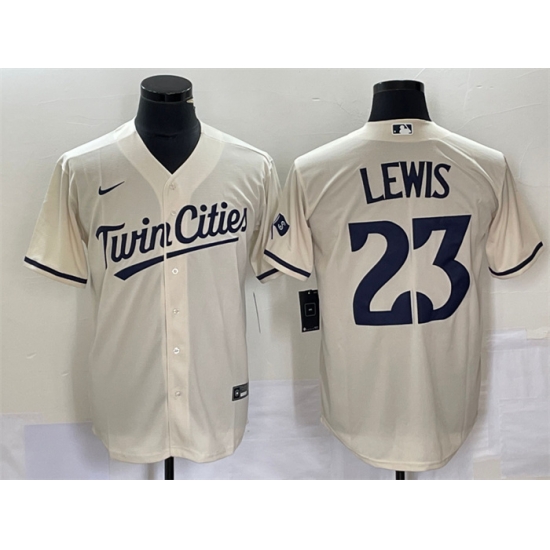 Men Minnesota Twins 23 Royce Lewis Cream Cool Base Stitched Baseball Jersey Men Minnesota Twins 23 Royce Lewis Cream Cool Base Stitched Baseball Jersey