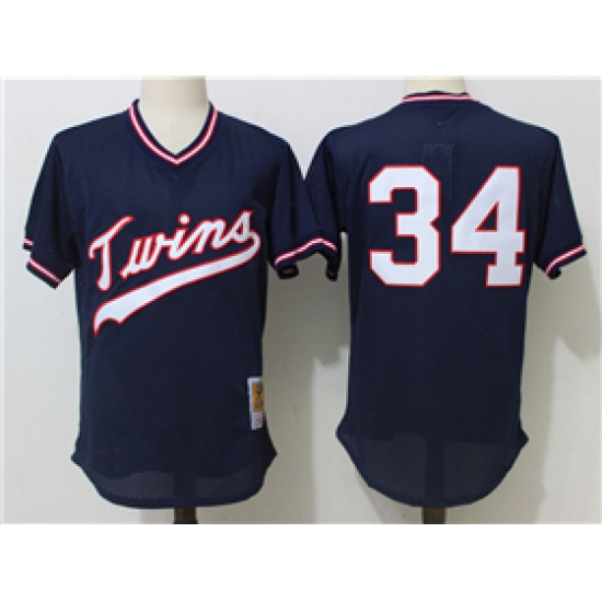 Men Minnesota Twins #34 Kirby Puckett 1985 Navy Cooperstown Mesh Batting Practice Jersey Men Minnesota Twins #34 Kirby Puckett 1985 Navy Cooperstown Mesh Batting Practice Jersey