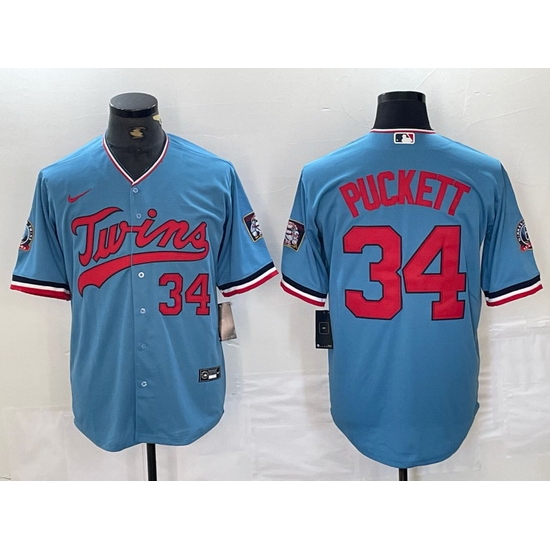 Men Minnesota Twins 34 Kirby Puckett Light Blue Pullover Throwback Cooperstown Nike Jersey Men Minnesota Twins 34 Kirby Puckett Light Blue Pullover Throwback Cooperstown Nike Jersey
