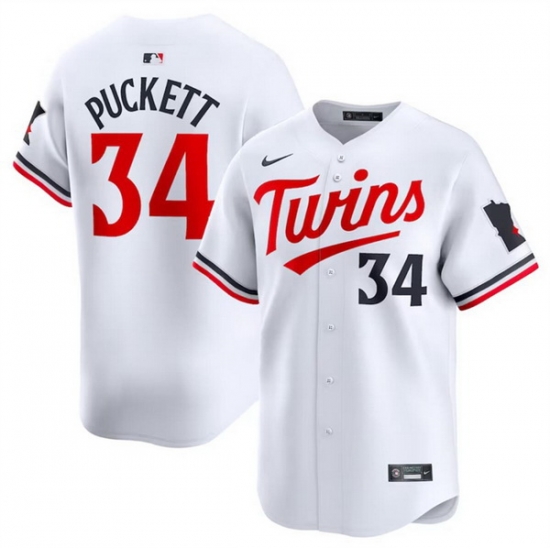 Men Minnesota Twins 34 Kirby Puckett White 2024 Home Limited Cool Base Stitched Baseball Jersey Men Minnesota Twins 34 Kirby Puckett White 2024 Home Limited Cool Base Stitched Baseball Jersey